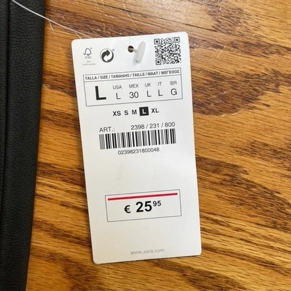BNWT Zara Faux Leather Leggings Size: L - Picture 6 of 6